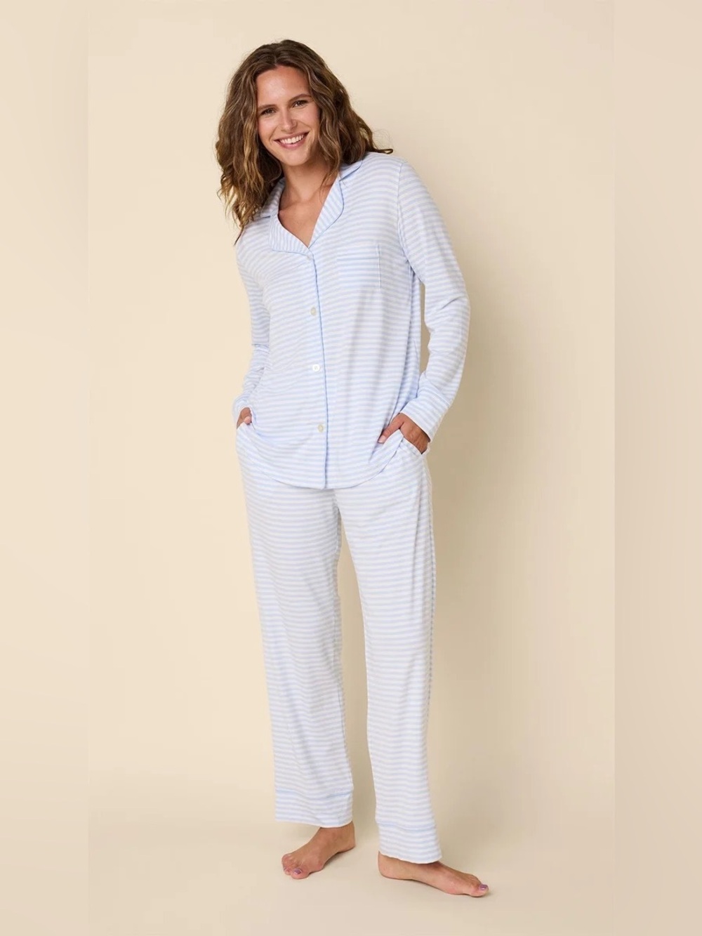 The Cat’s Pajamas Pima Knit Long-Sleeve Pajama Set Women’s XS